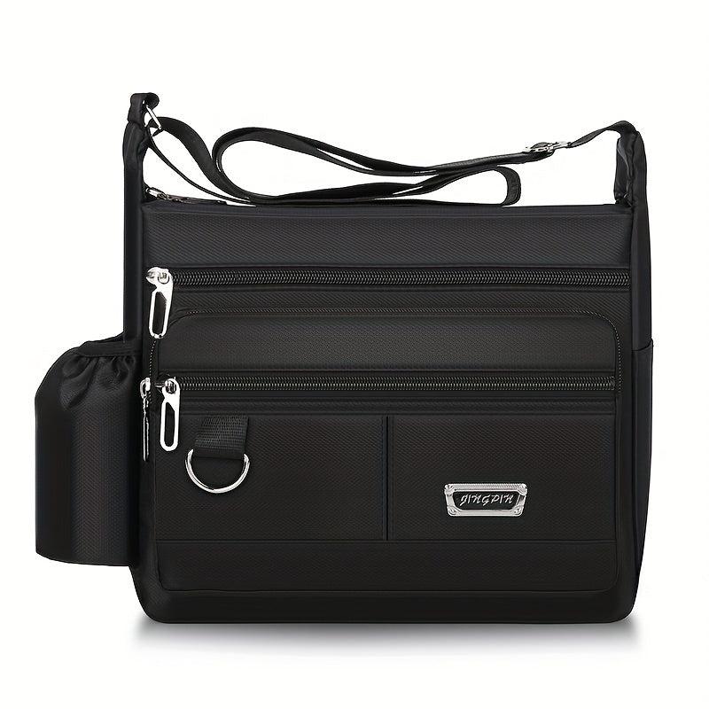 Men's Large Capacity Shoulder Bag with Water Bottle Pocket