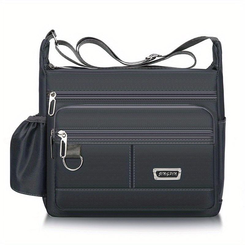 Men's Large Capacity Shoulder Bag with Water Bottle Pocket