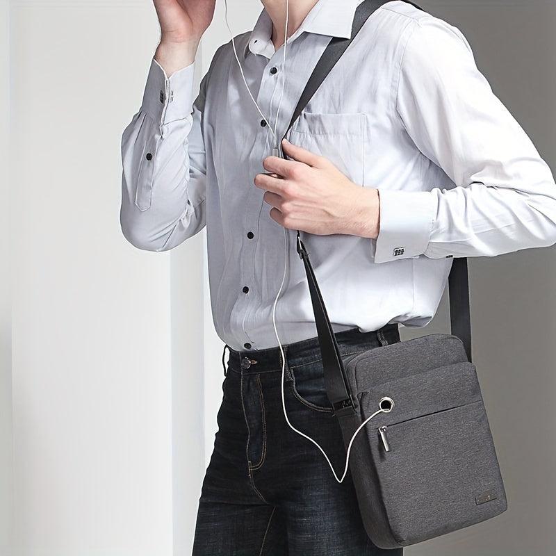 Men's Vertical Crossbody Bag With Earphone Hole