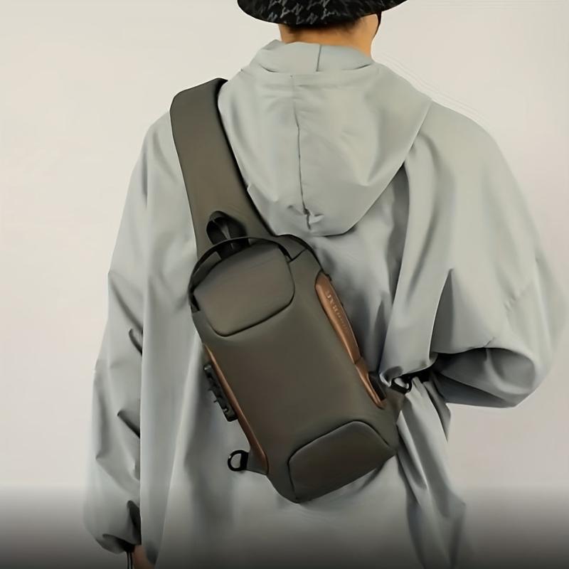 Men's Anti-theft Messenger Shoulder Bag USB Charging Waterproof Chest Bag
