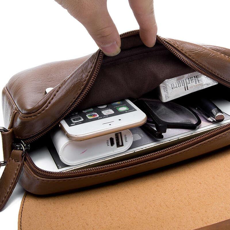 Men's Leather Crossbody Bag Chest Bag Satchel