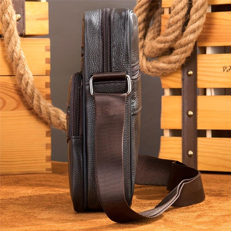 Men's Leather Bag Phone Bag Crossbody Vertical Shoulder Casual