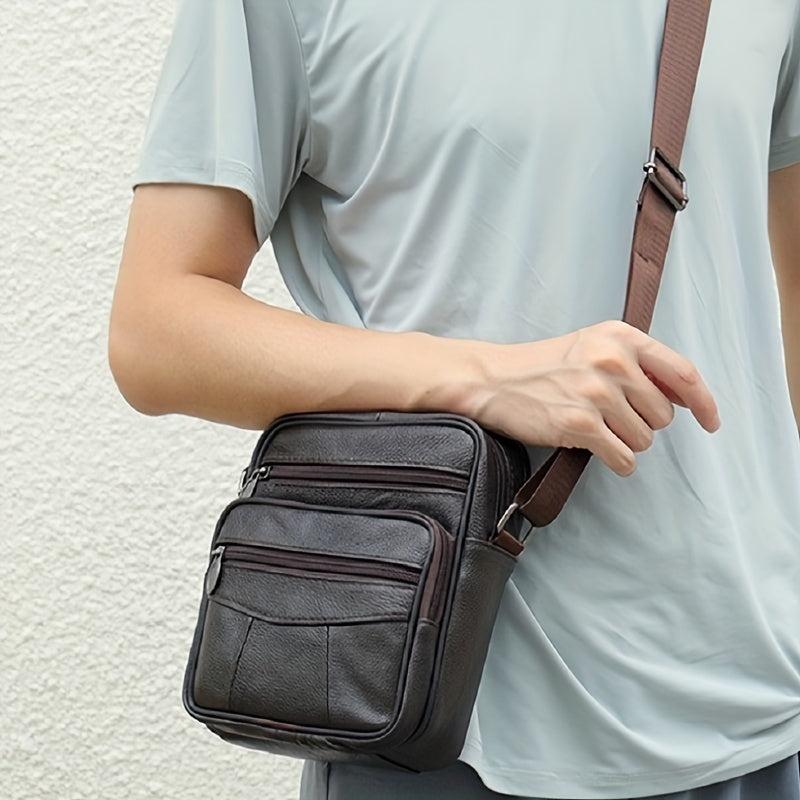 Men's Leather Bag Phone Bag Crossbody Vertical Shoulder Casual