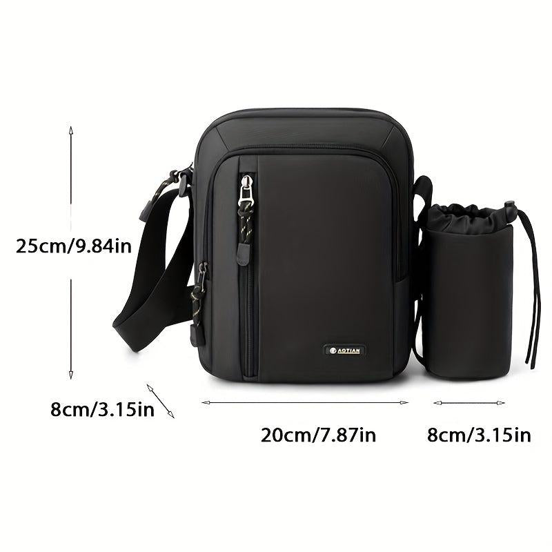 Men's Shoulder Crossbody Sling Bag Water Bottle Holder