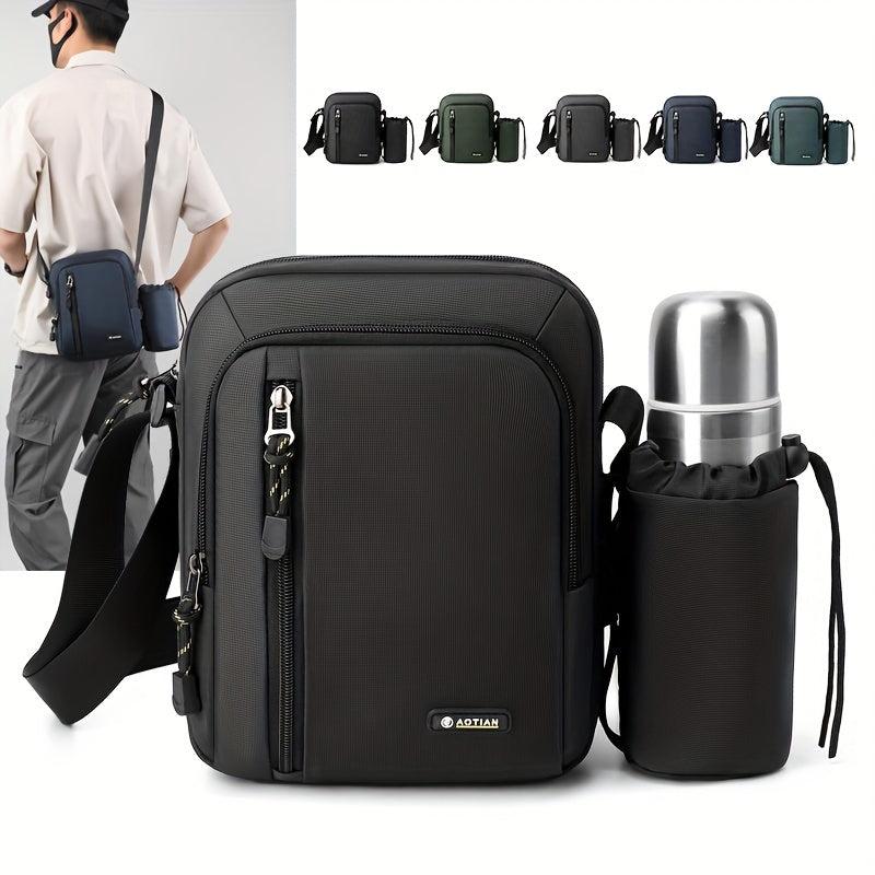 Men's Shoulder Crossbody Sling Bag Water Bottle Holder