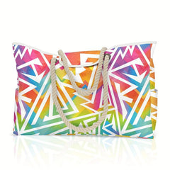 Casual Large Capacity Tote Bag Beach Bag And Striped Leaf Letter Handbag