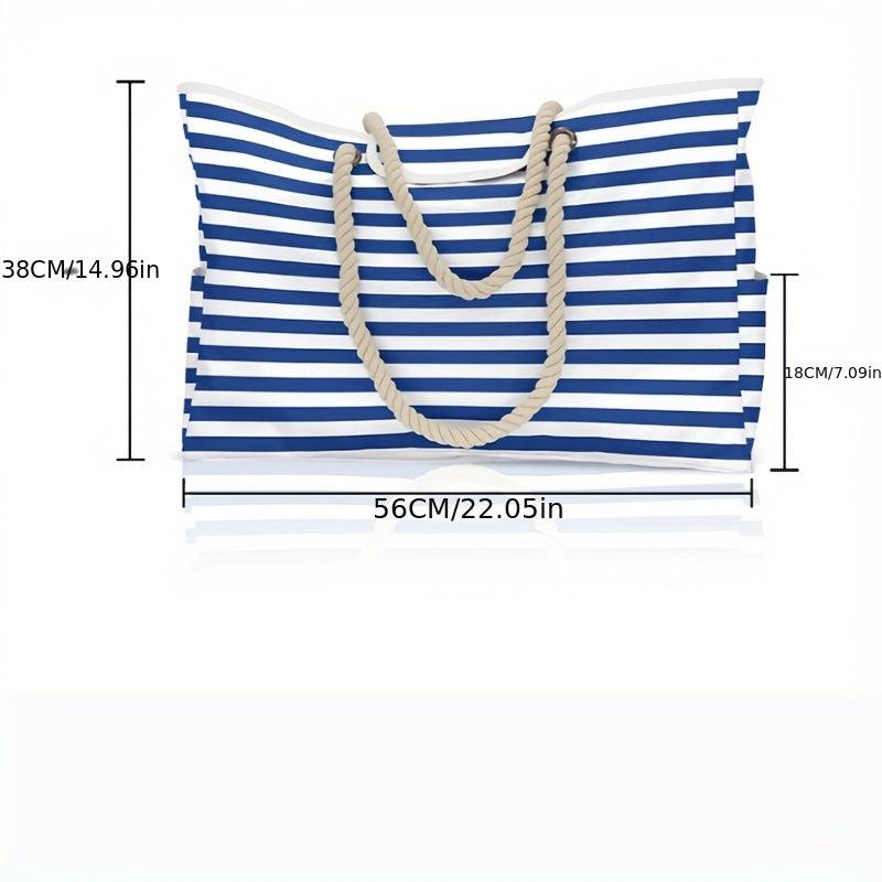Casual Large Capacity Tote Bag Beach Bag And Striped Leaf Letter Handbag