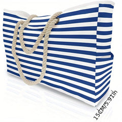 Casual Large Capacity Tote Bag Beach Bag And Striped Leaf Letter Handbag
