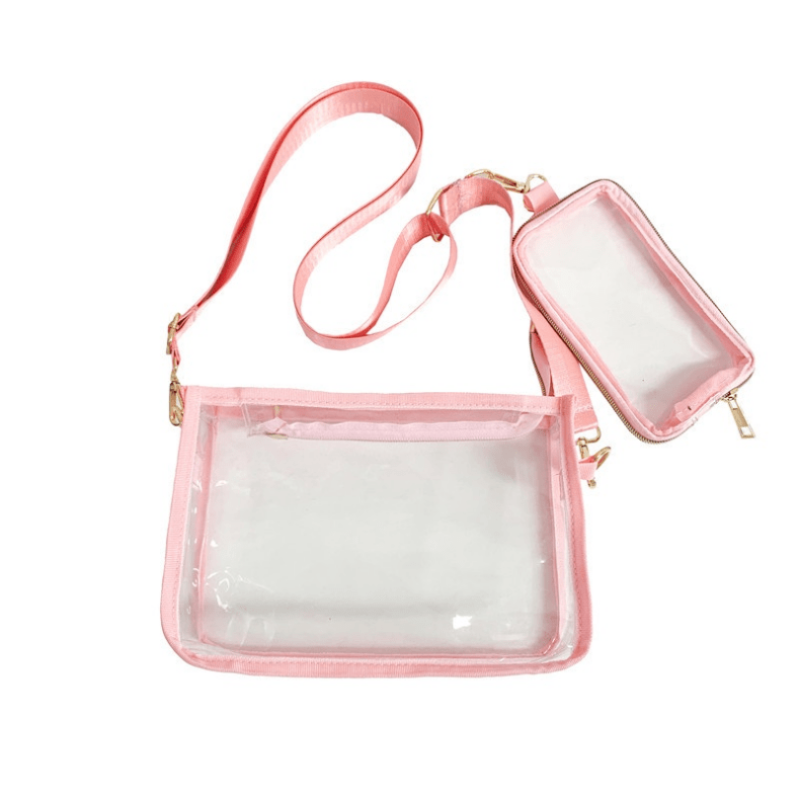 Clear PVC Messenger Bag w/ Small Purse - Stadium Crossbody Bag