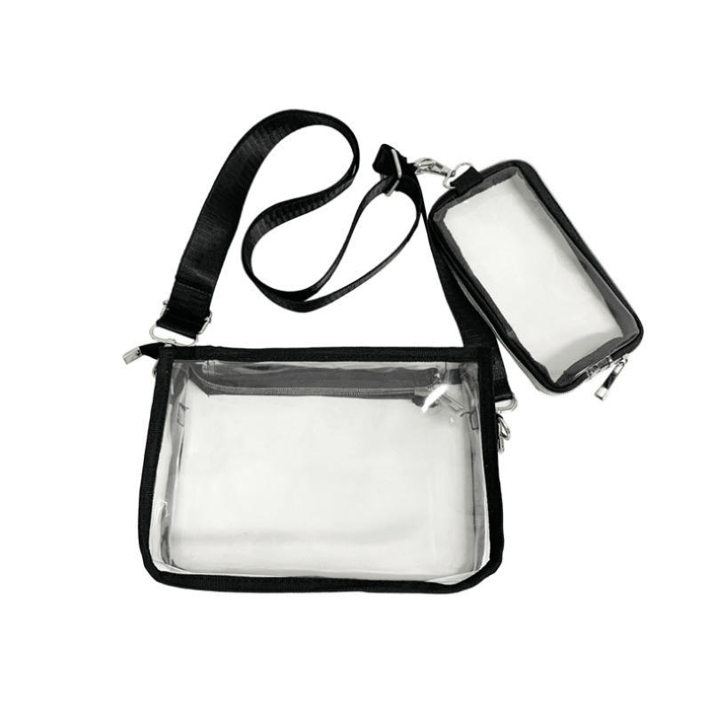 Clear PVC Messenger Bag w/ Small Purse - Stadium Crossbody Bag