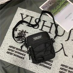 Men's Retro Drawstring Letter Crossbody Bag Couple Mobile Phone Bag