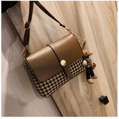 Houndstooth Crossbody Bag Plaid Satchel Shoulder Bag