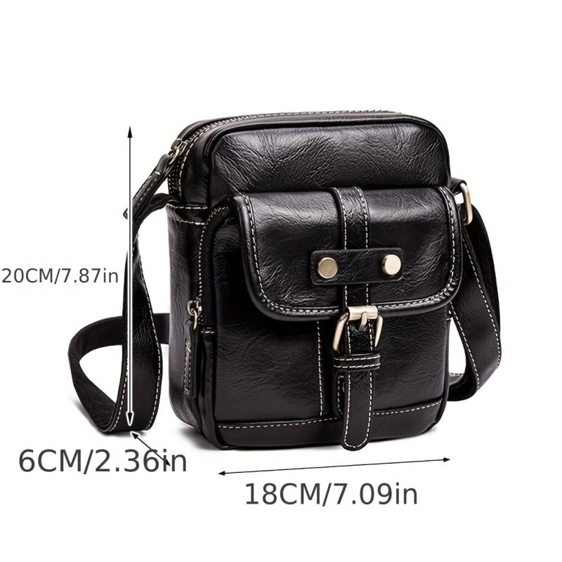 Vintage Men's PU Leather Shoulder Bag Crossbody Vertical Bag
