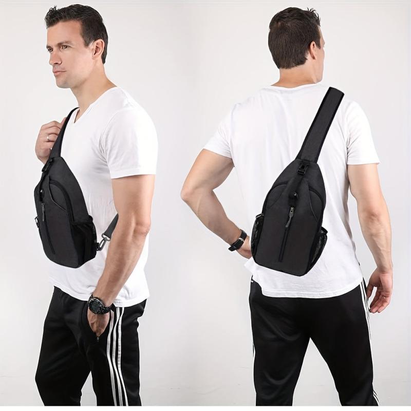 Men's Crossbody Bag Diagonal Shoulder with Earphone Hole