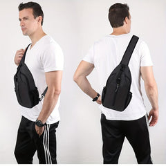 Men's Crossbody Bag Diagonal Shoulder with Earphone Hole