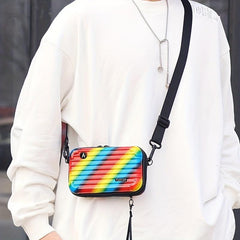 Rainbow Hard Shell Crossbody Shoulder Bag Toiletry Makeup Bag