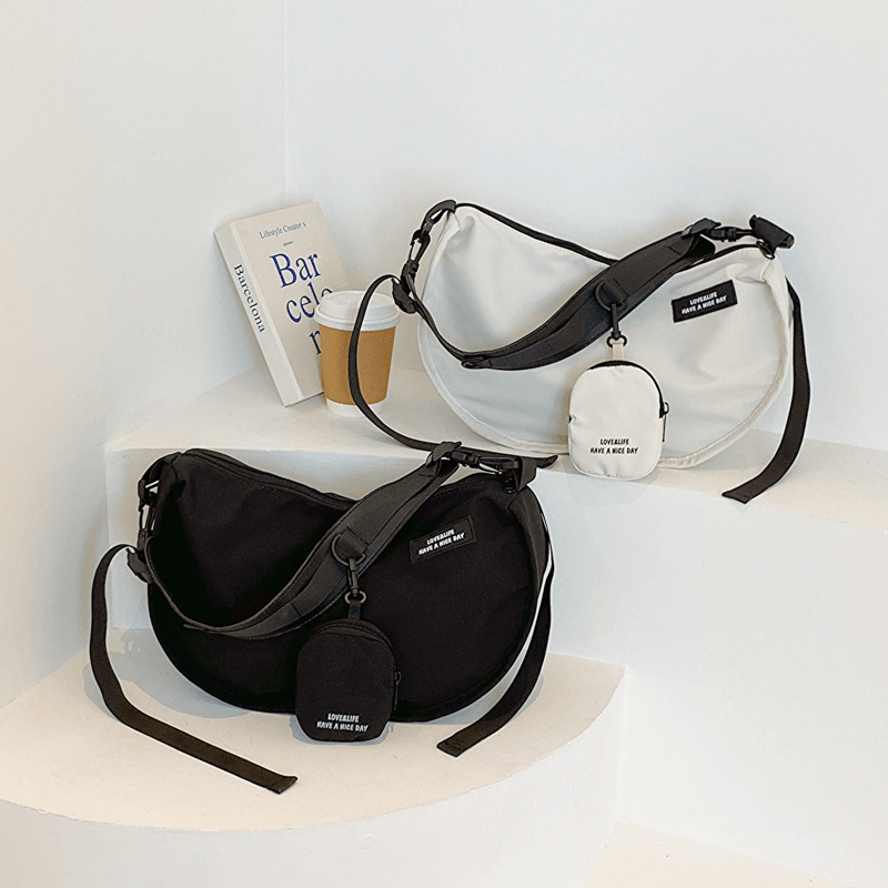 Men's Canvas Crossbody Bag Dumpling Bag Multifunctional Diagonal Shoulder Bag