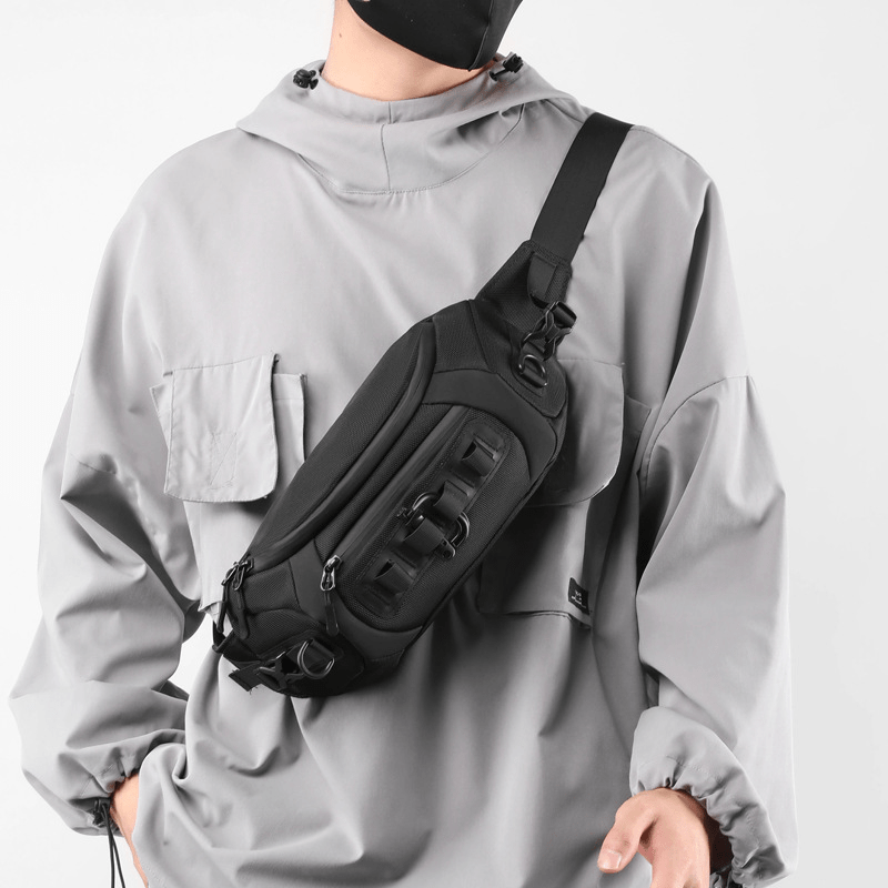 Men's Nylon Crossbody Bag Fanny Pack Multifunction Diagonal Shoulder Bag