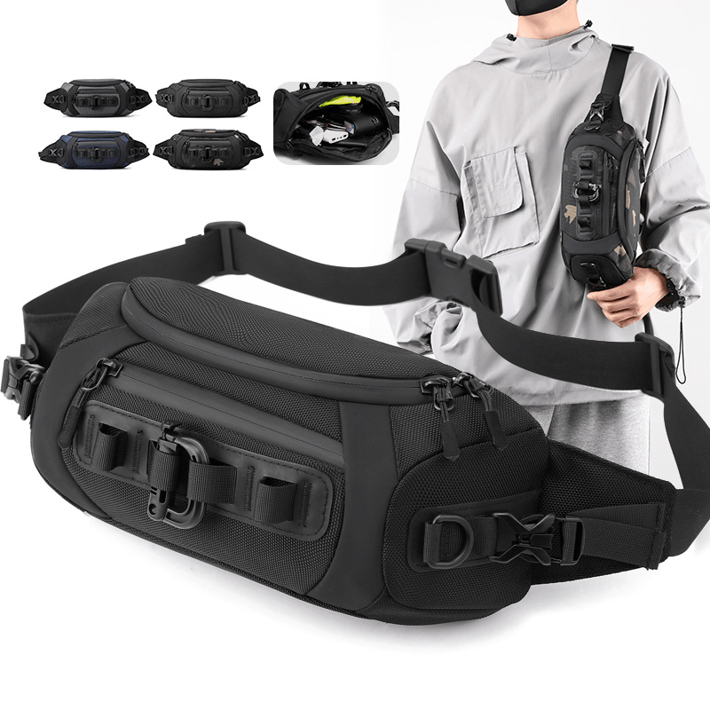 Men's Nylon Crossbody Bag Fanny Pack Multifunction Diagonal Shoulder Bag