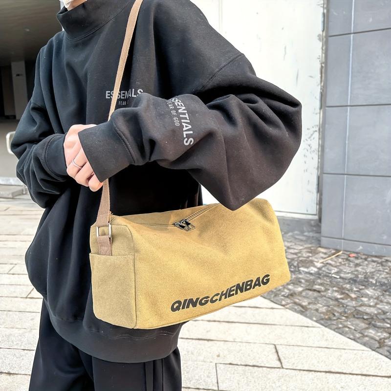 Men's Casual Canvas Messenger Shoulder Bag Large Capacity Hobo Bag
