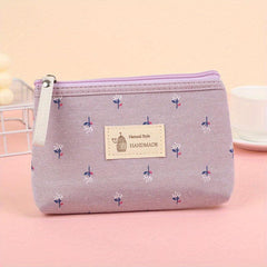 Waterproof Printed Canvas Makeup Bag Small Zipper Wash Bag