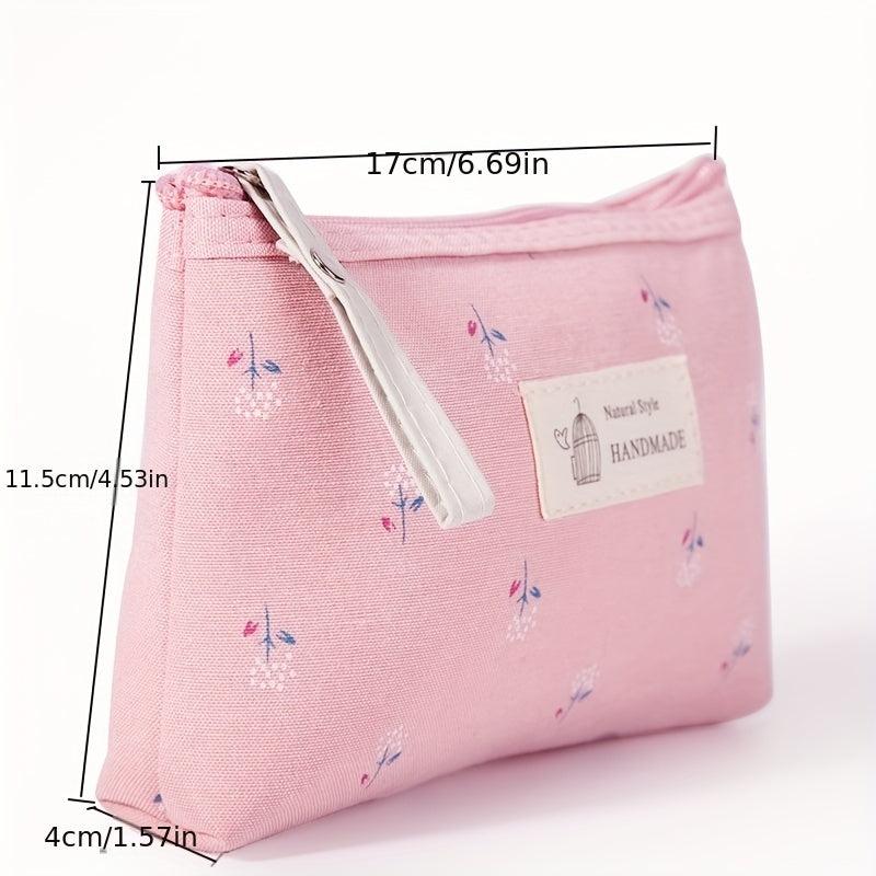 Waterproof Printed Canvas Makeup Bag Small Zipper Wash Bag