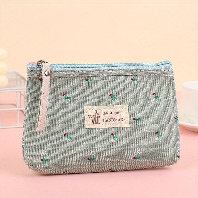 Waterproof Printed Canvas Makeup Bag Small Zipper Wash Bag