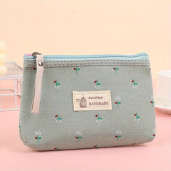 Waterproof Printed Canvas Makeup Bag Small Zipper Wash Bag