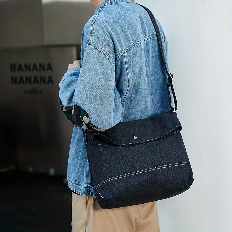 Men's Two Tone Messenger Bag Casual Shoulder Bag Canvas Satchel Bag