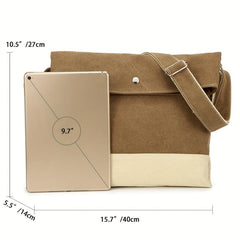 Men's Two Tone Messenger Bag Casual Shoulder Bag Canvas Satchel Bag