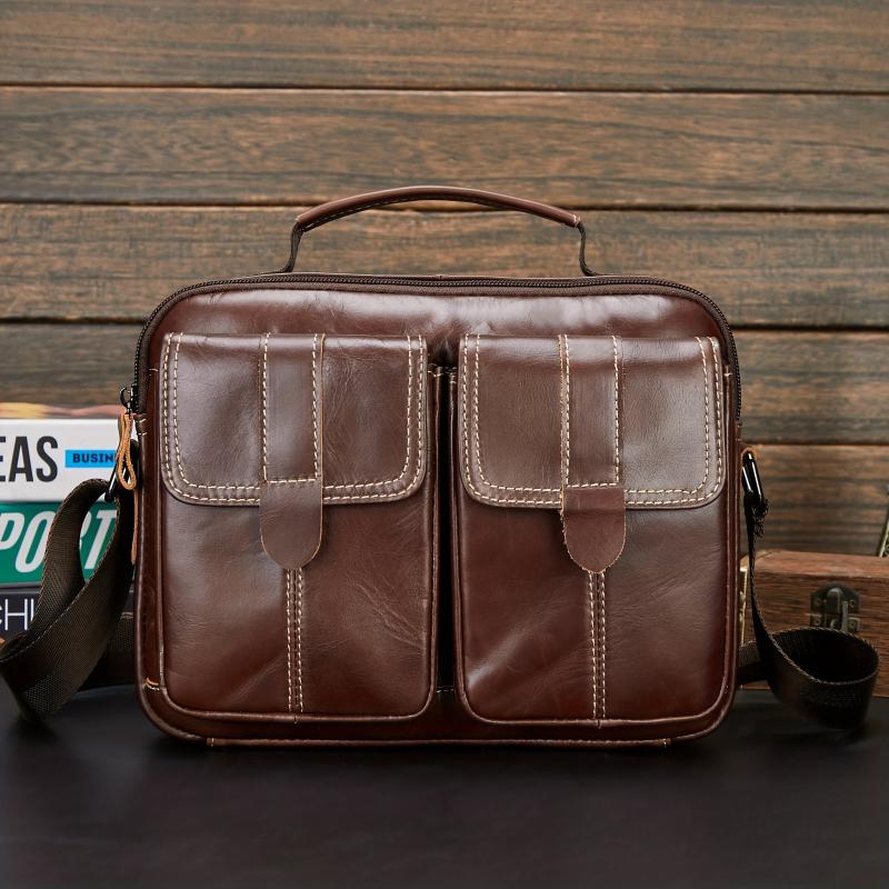 Men's Leather Shoulder Bag Vertical Business Casual Bag