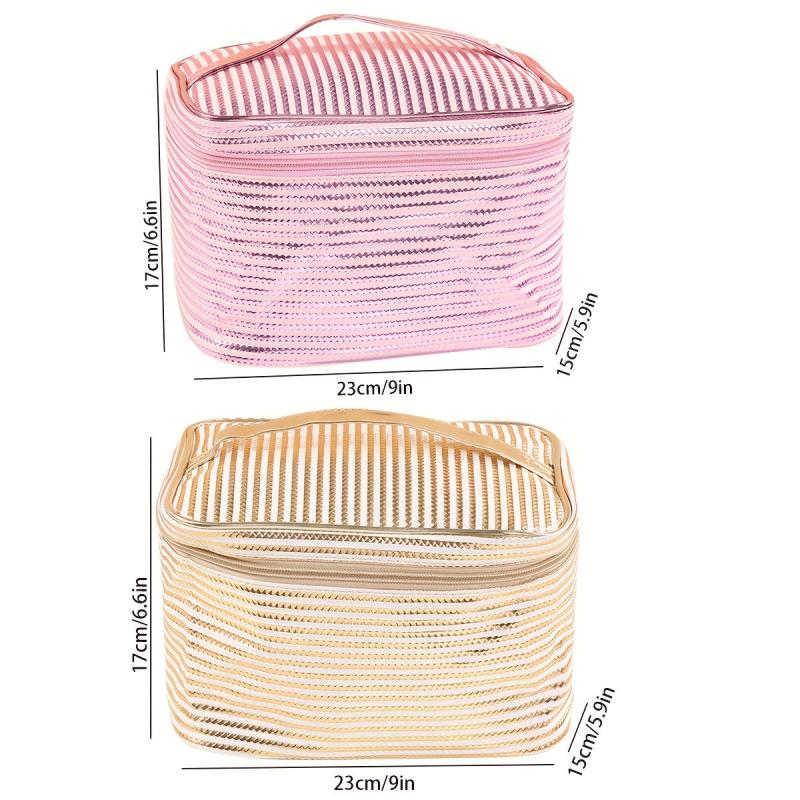 Striped Travel Storage Bag Portable Cosmetics Business Trip Toiletry Bag