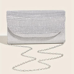 Sequins Flap Banque Bag with Chain Strap