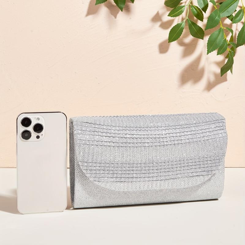 Sequins Flap Banque Bag with Chain Strap