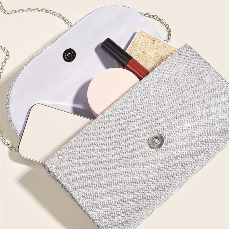 Sequins Flap Banque Bag with Chain Strap