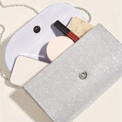 Sequins Flap Banque Bag with Chain Strap