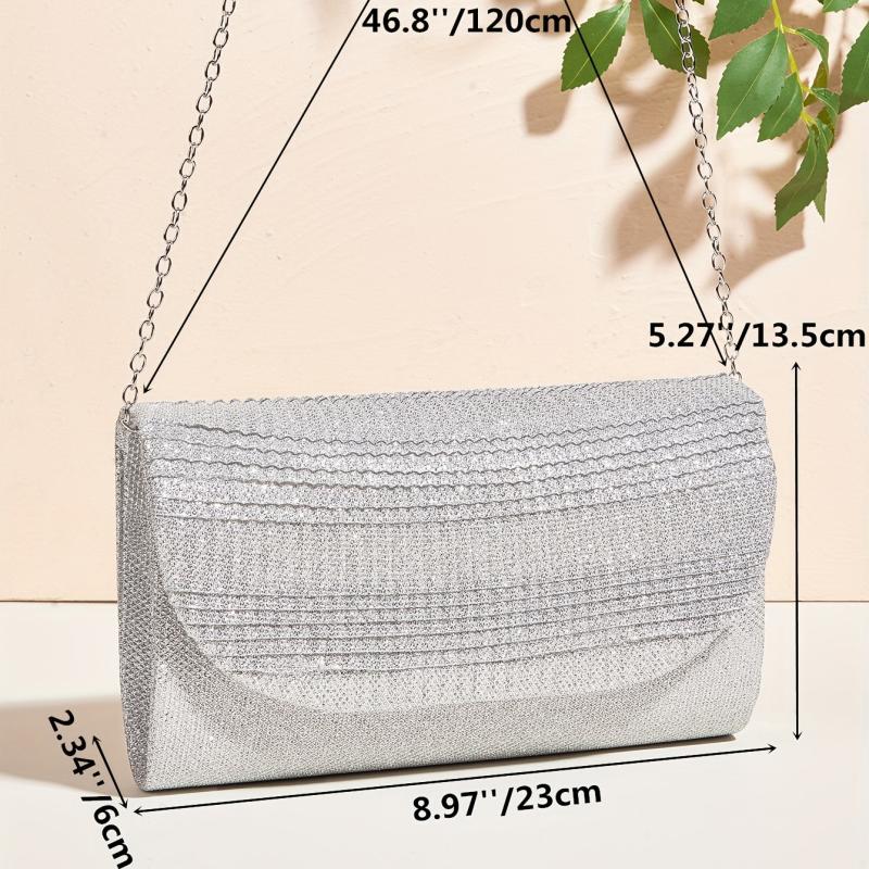 Sequins Flap Banque Bag with Chain Strap