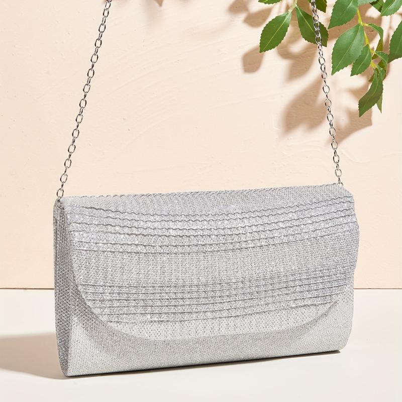 Sequins Flap Banque Bag with Chain Strap