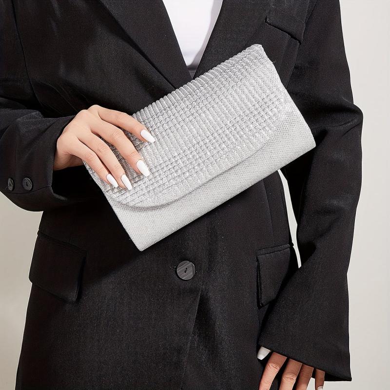 Sequins Flap Banque Bag with Chain Strap