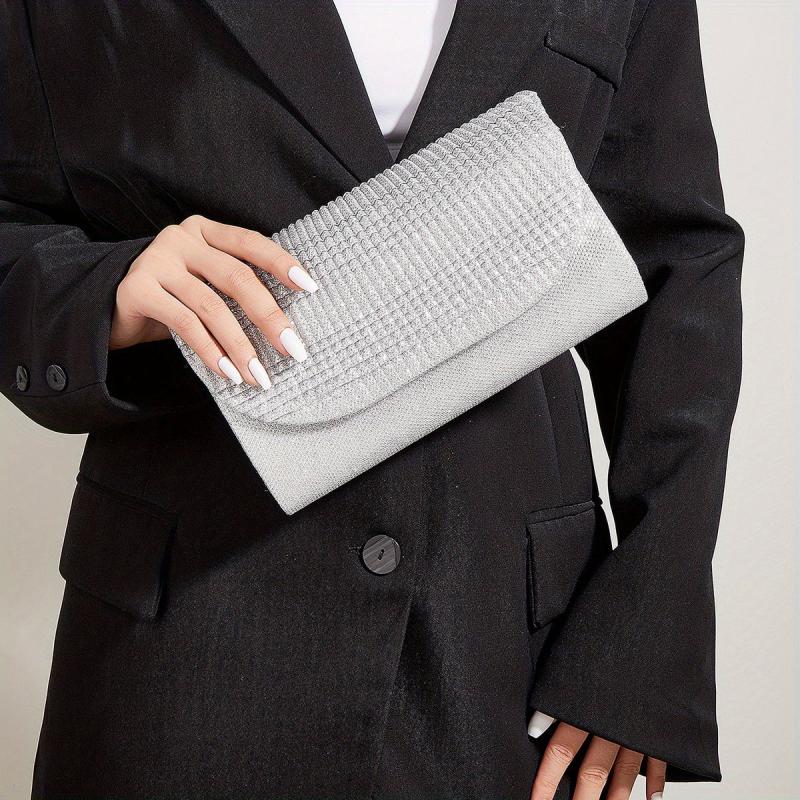 Sequins Flap Banque Bag with Chain Strap