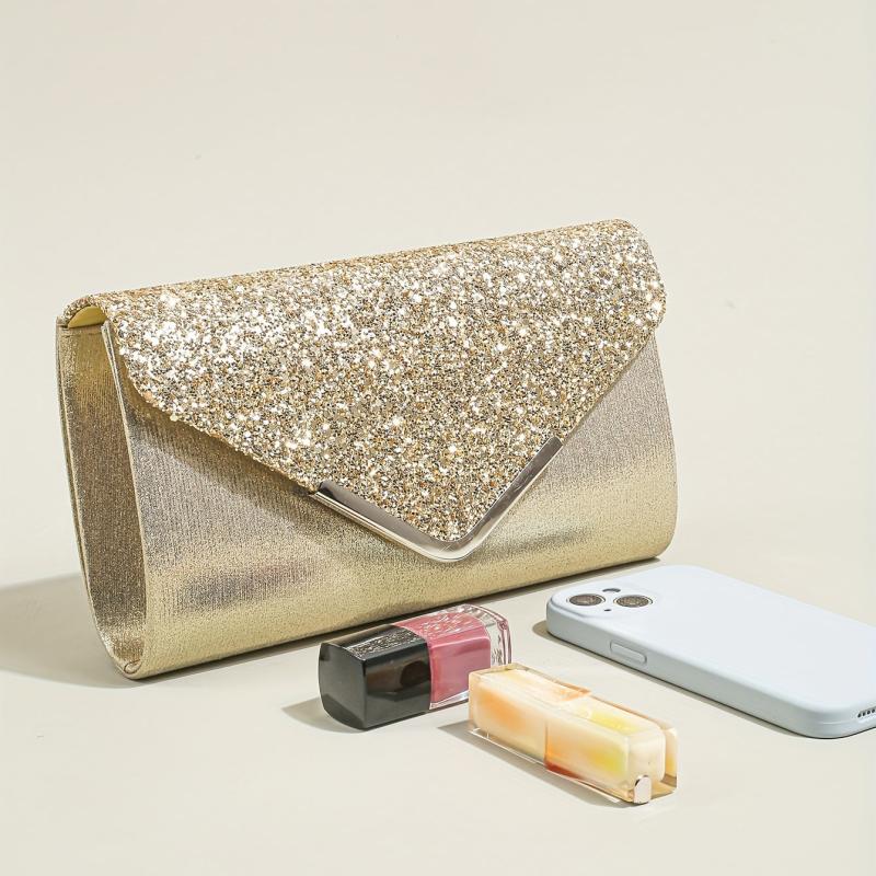 Classic Glitter Chain Bag Flap Evening Bag For Party Shoulder Bag
