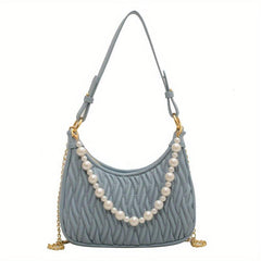 Pearl Decor Underarm Bag Stylish Shoulder Hobo Bag Women's Casual Handbag