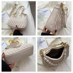 Pearl Decor Underarm Bag Stylish Shoulder Hobo Bag Women's Casual Handbag