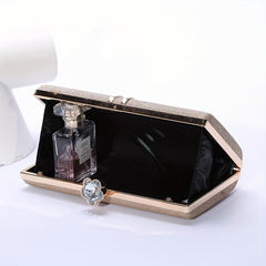 Glitter Clutch Purse Metal Box Evening Bag for Wedding Prom Party Cocktail