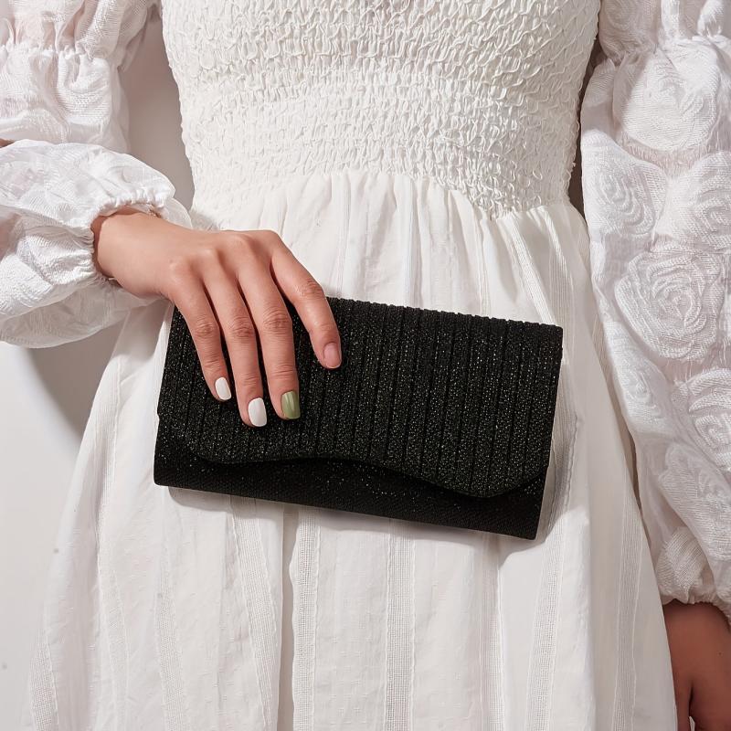 Ruched Evening Bag Glitter Sequins Banquet Wedding Party Bag