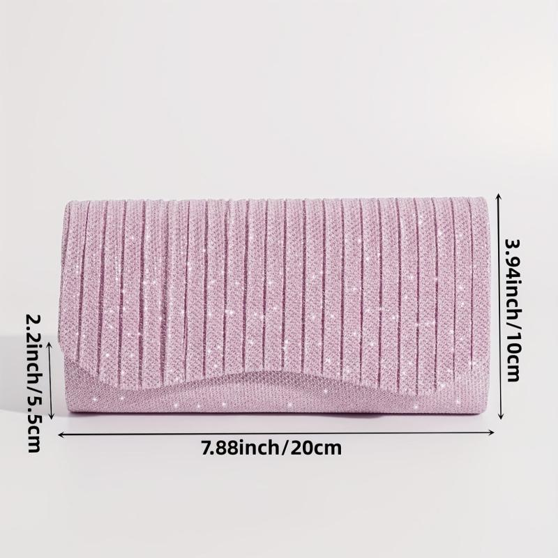 Ruched Evening Bag Glitter Sequins Banquet Wedding Party Bag