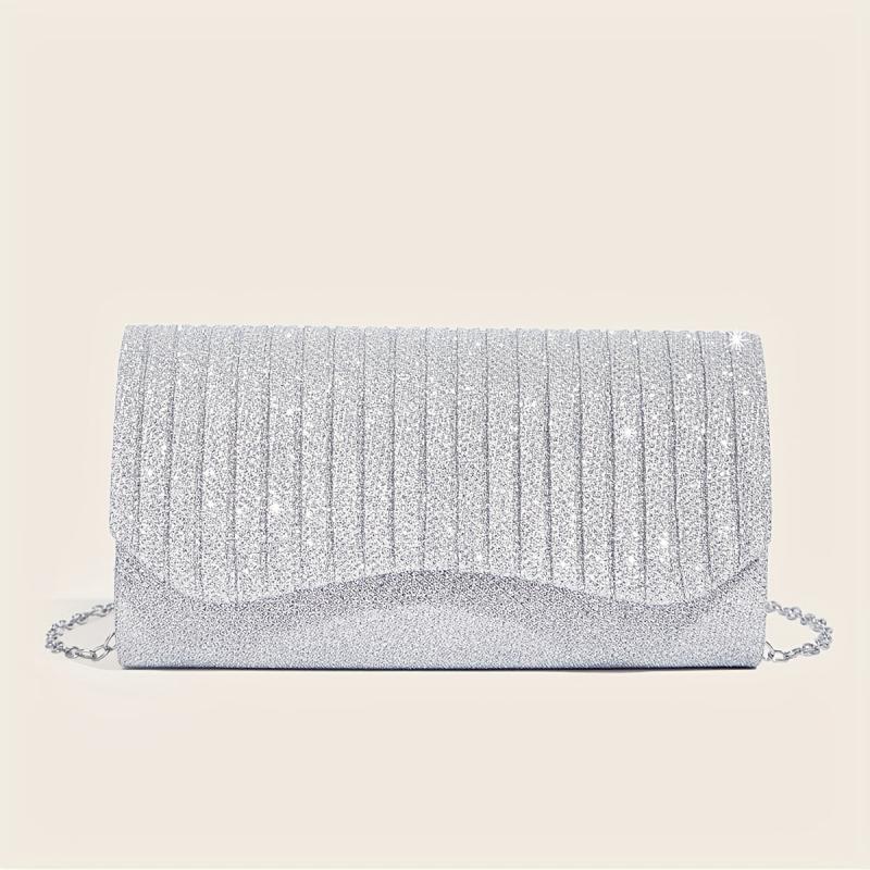 Ruched Evening Bag Glitter Sequins Banquet Wedding Party Bag