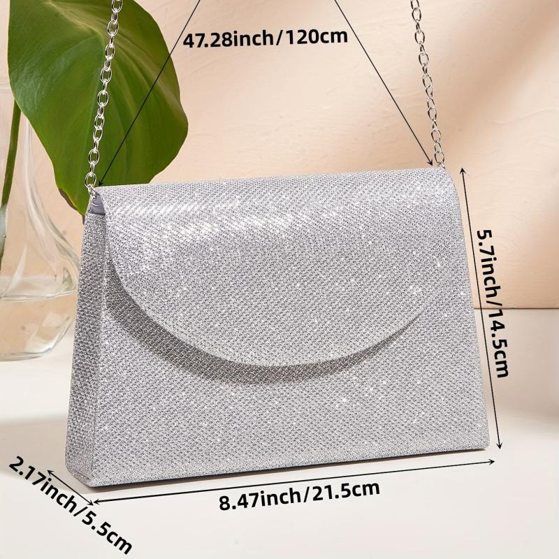 Glitter Evening Bag Classic Flap Satchel Bag For Dinner Banquet