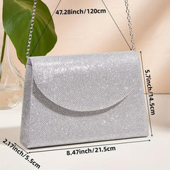 Glitter Evening Bag Classic Flap Satchel Bag For Dinner Banquet