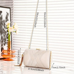 Striped Kiss Lock Chain Clutch Elegant Evening Bag